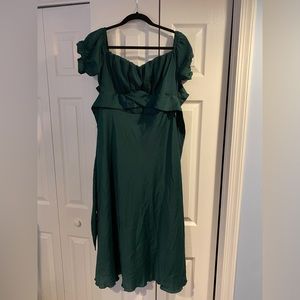 Off shoulder, mid length dress